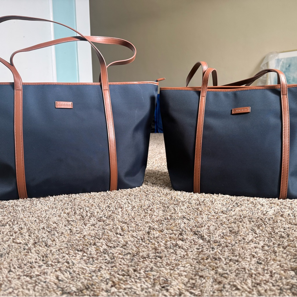 Chiceco Women's Travel Bag In Navy With Brown Accents